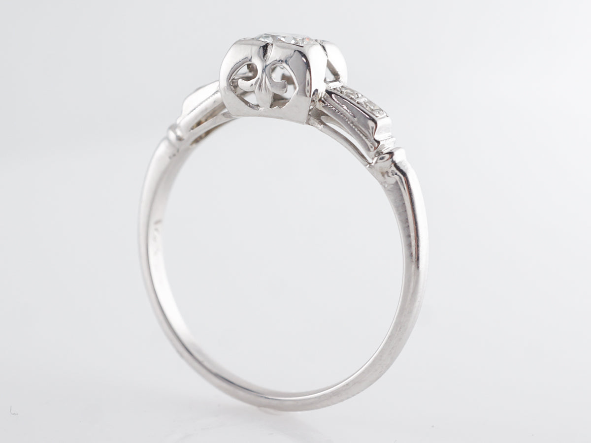 Deco .30 Old European Cut Engagement Ring in White Gold