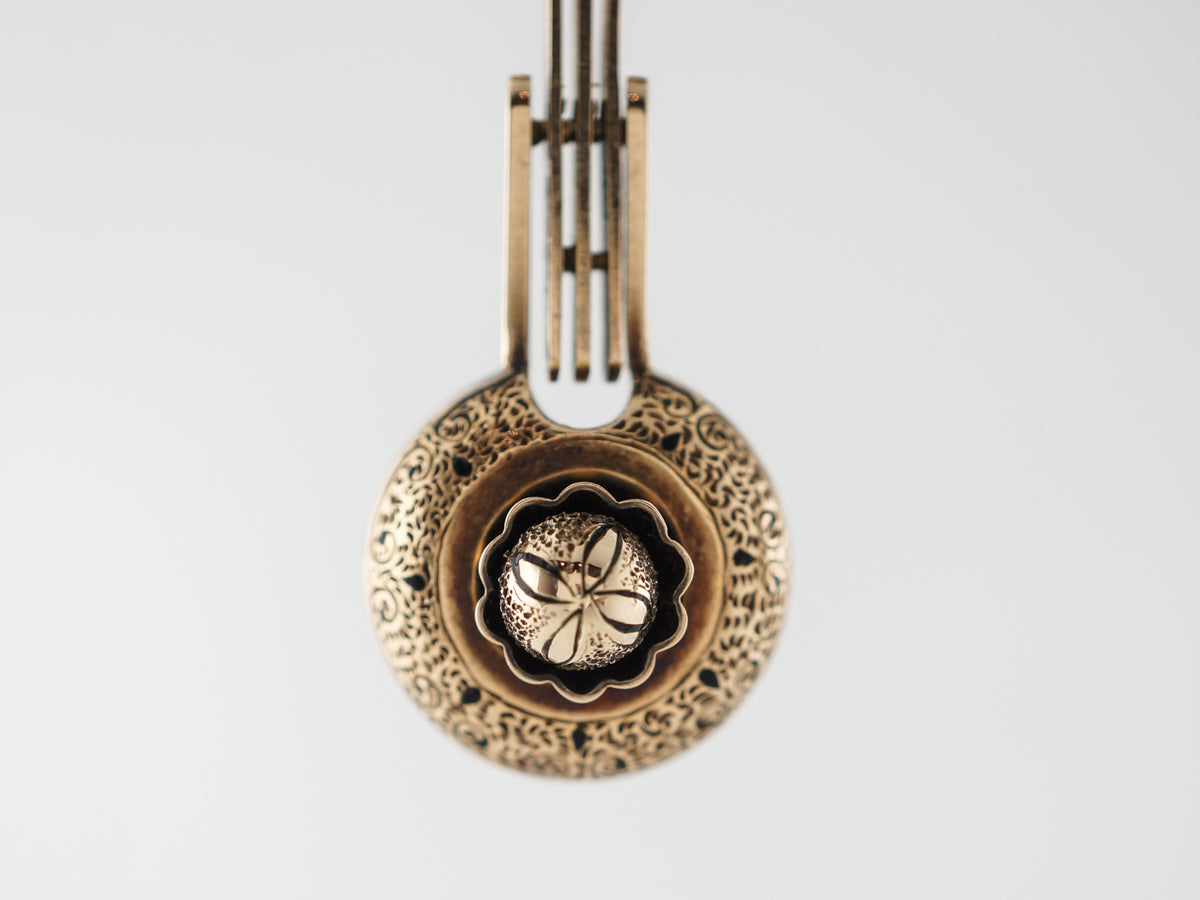 Victorian Geometric Dangle Earrings in Yellow Gold