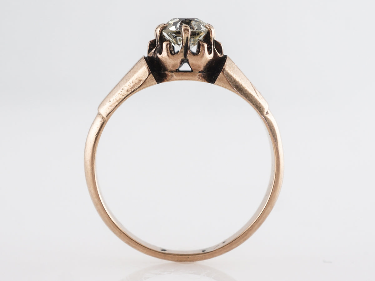 Victorian Old Euro Diamond Engagement Ring in 14K Rose Gold