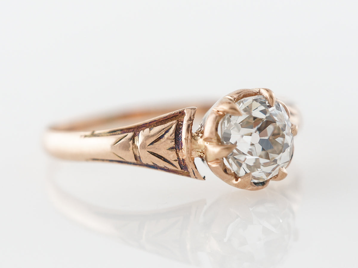 Victorian Old Mine Diamond Engagement Ring in Rose Gold