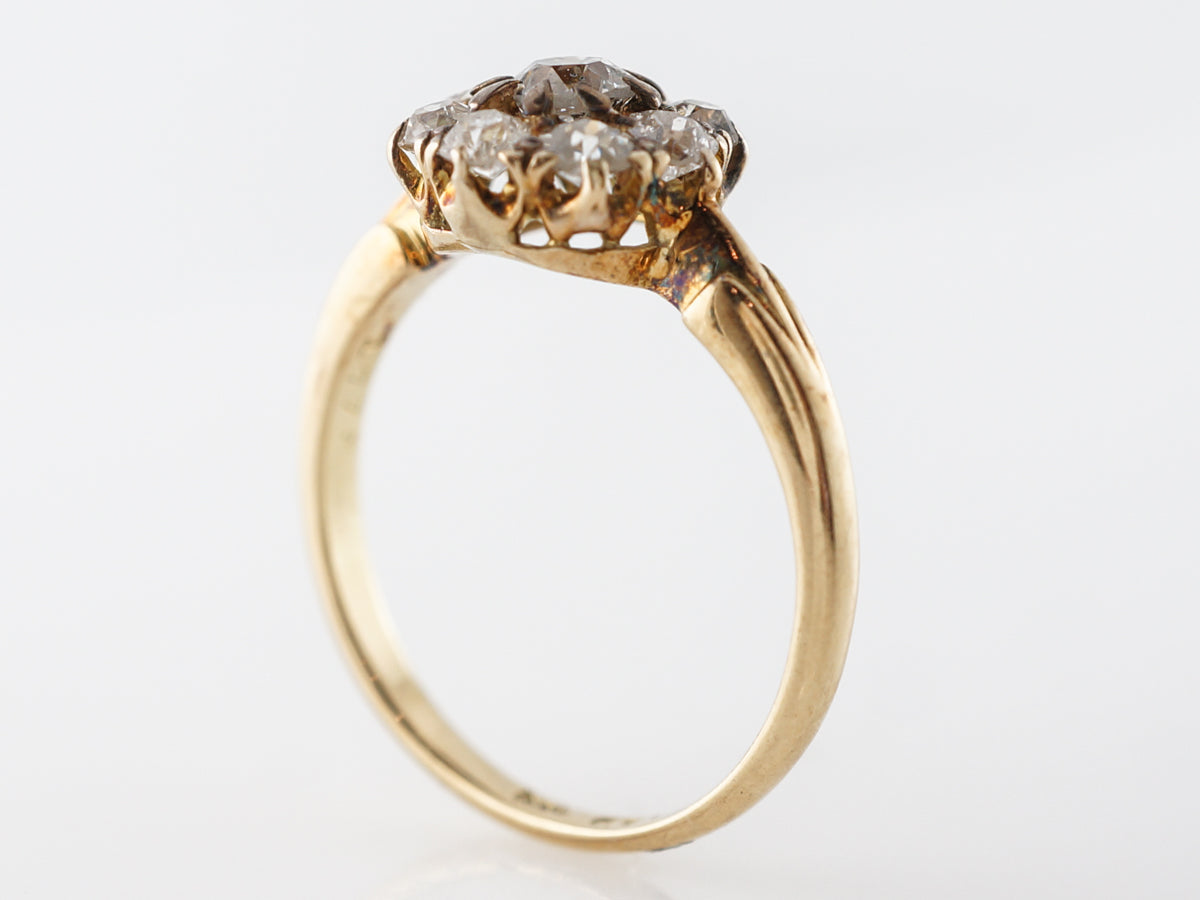 Antique Old Mine Cut Diamond Cluster Engagement Ring