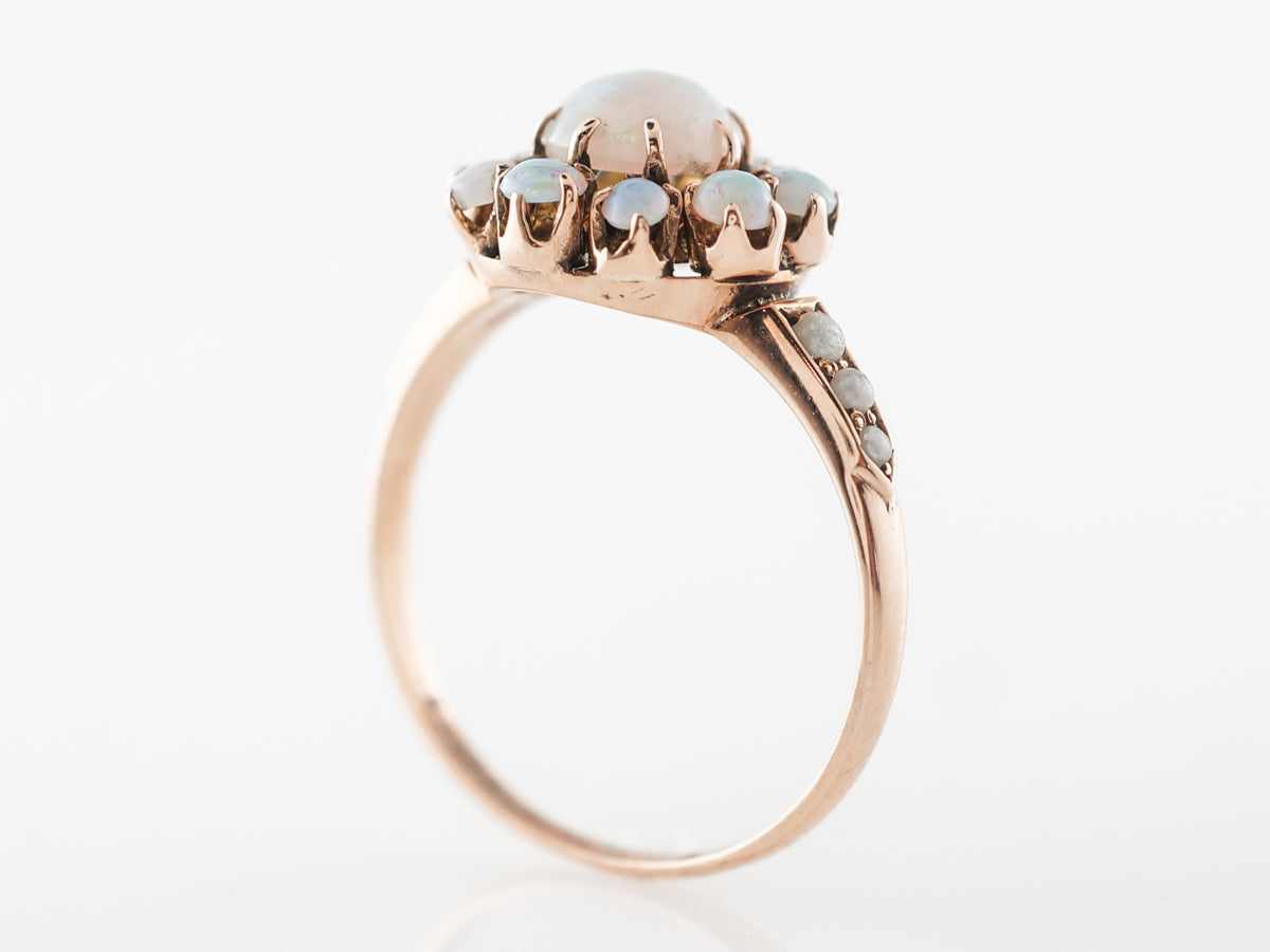 Victorian Opal Halo Ring in 12k Rose Gold