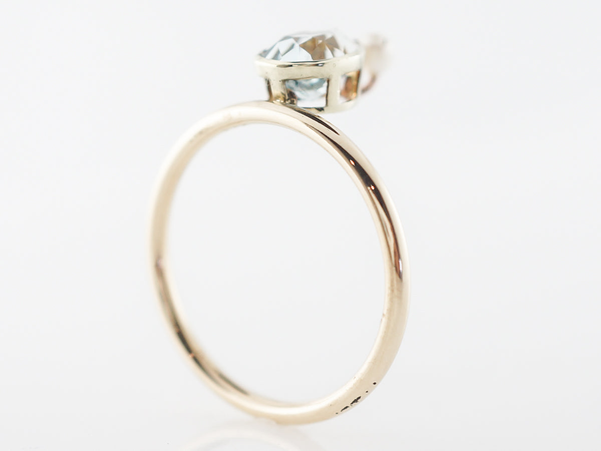 Victorian Aquamarine & Pearl Ring in 14k Yellow Gold