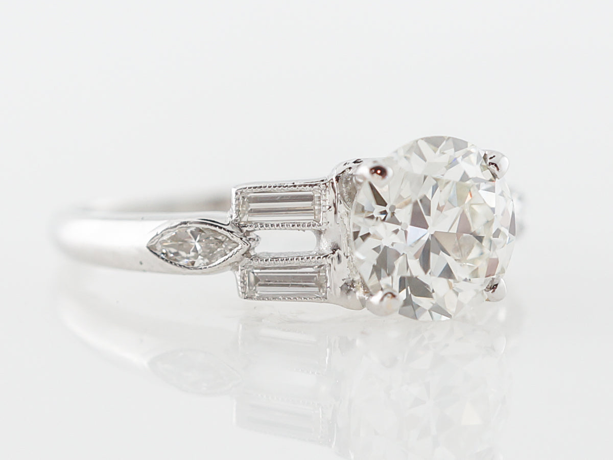 Geometric Art Deco Engagement Ring w/ 1 Carat Center Diamond