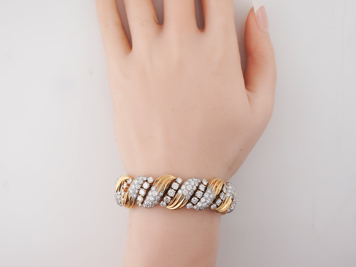 **RTV 9/4/19**Vintage 1960's French Diamond Bracelet in Yellow Gold & Platinum