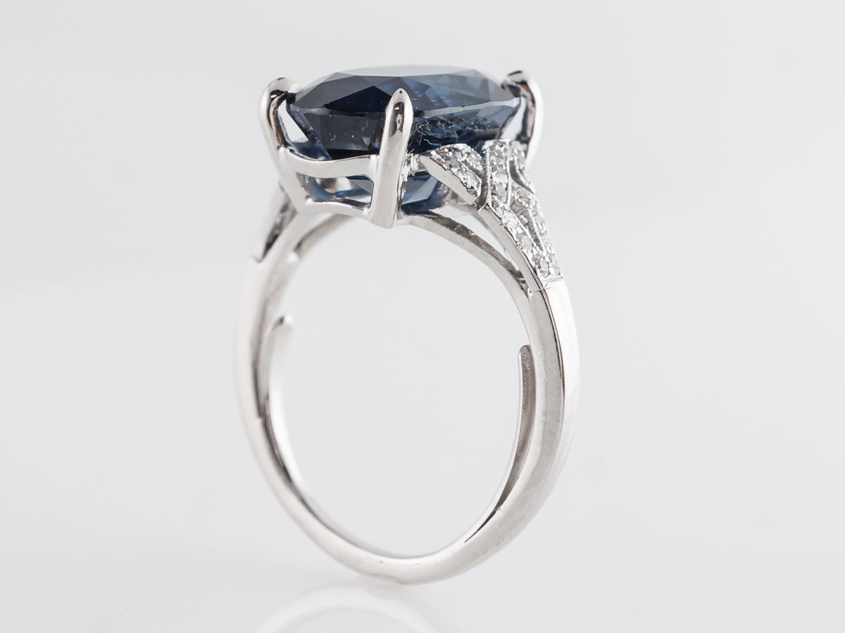 Vintage Oval Cut Sapphire w/ Diamonds in Platinum