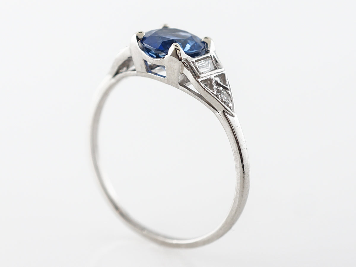 Antique Art Deco Sapphire Engagement Ring Platinum