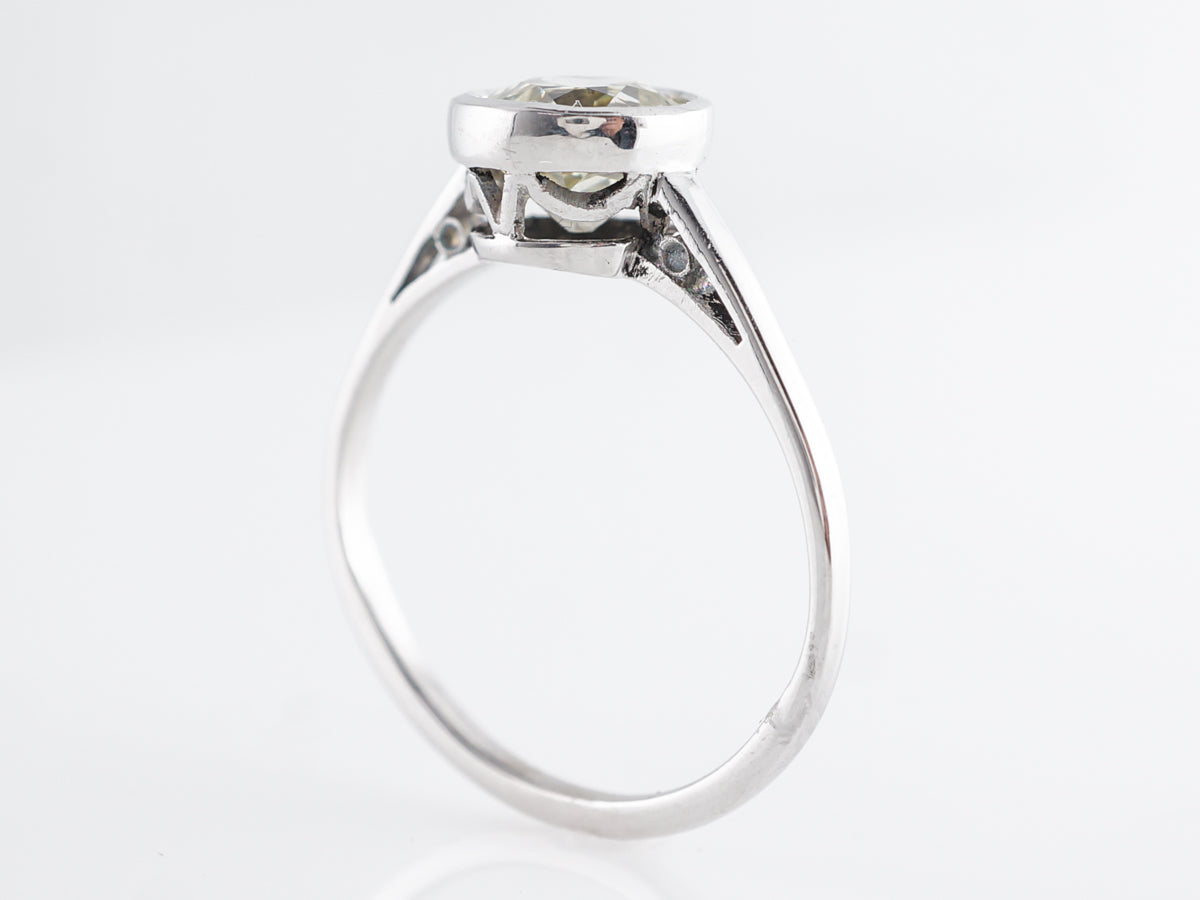 Bezel Set Vintage Art Deco Diamond in 14K White Gold