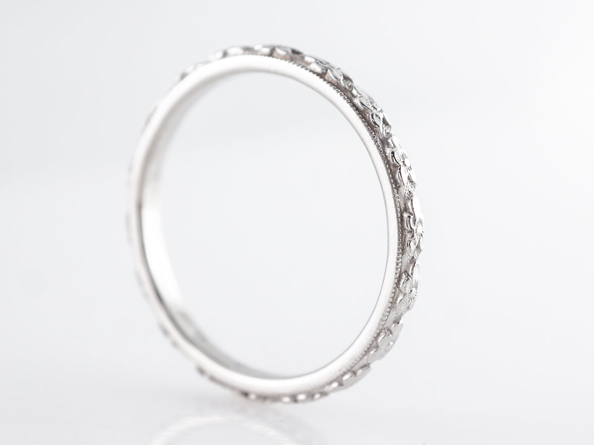 Vintage Art Deco Blossom Men's Wedding Band in 18k