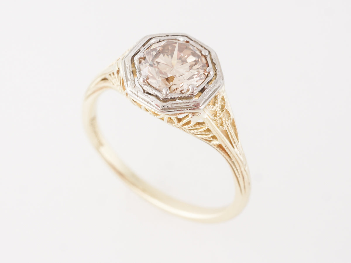 Vintage Brown Diamond Engagement Ring in Yellow Gold