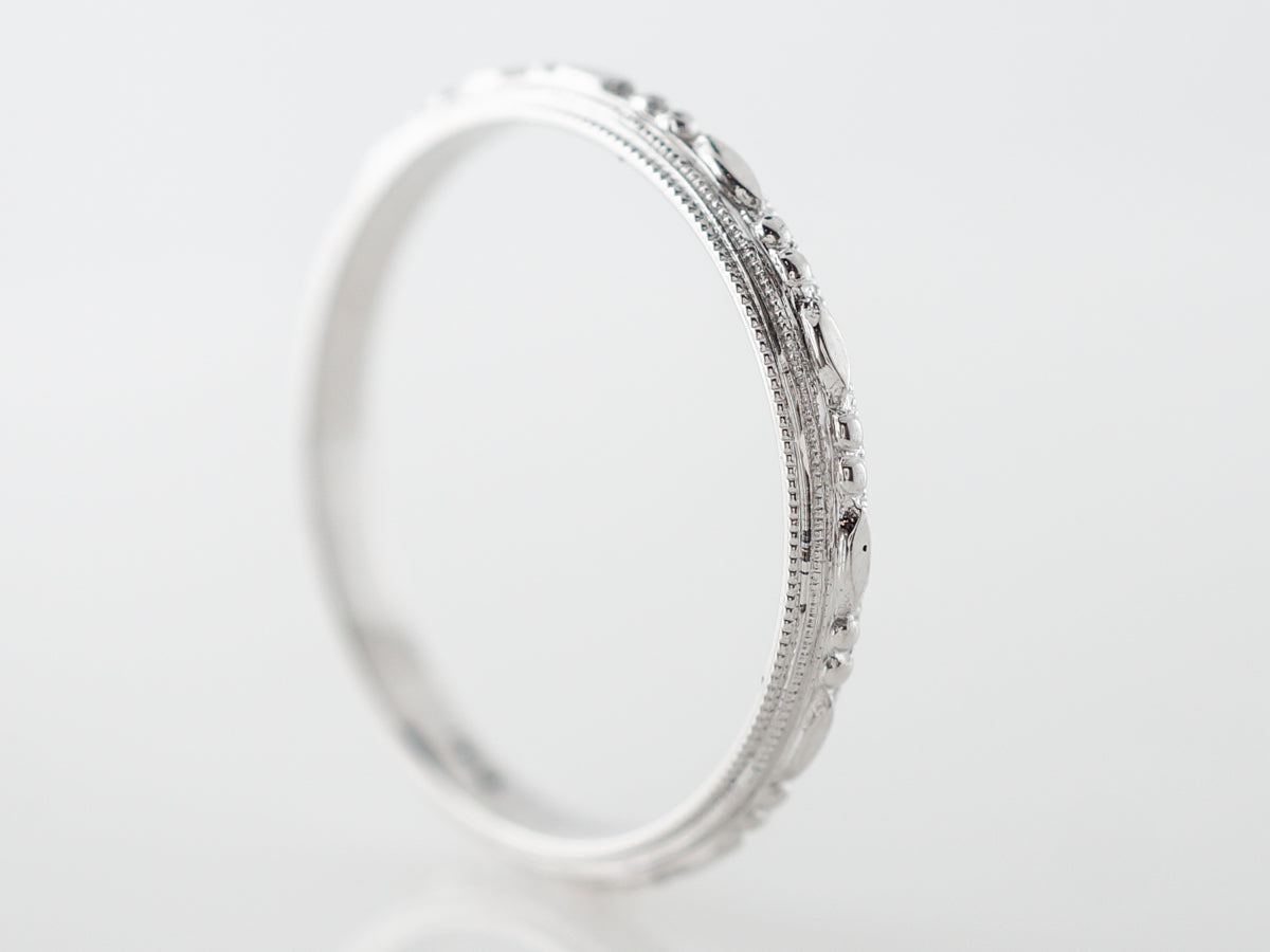 1920's Art Deco Geometric Wedding Band in White Gold