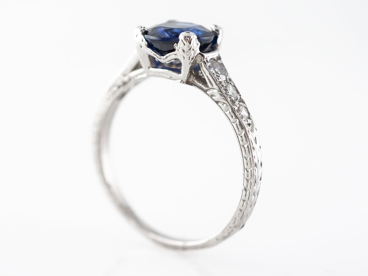 Vintage Art Deco Sapphire & Diamond Engagement Ring