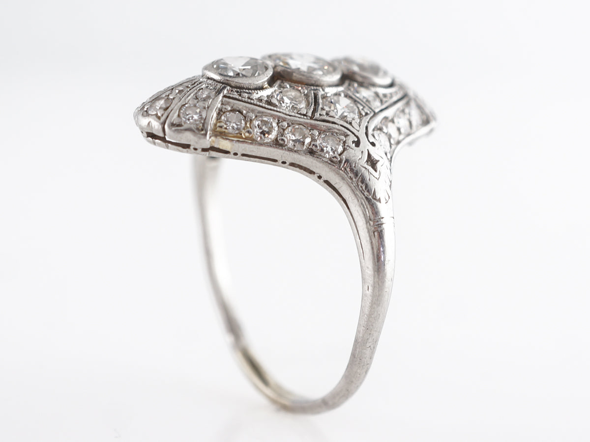 Vintage 1930's Three Stone Diamond Ring in Platinum