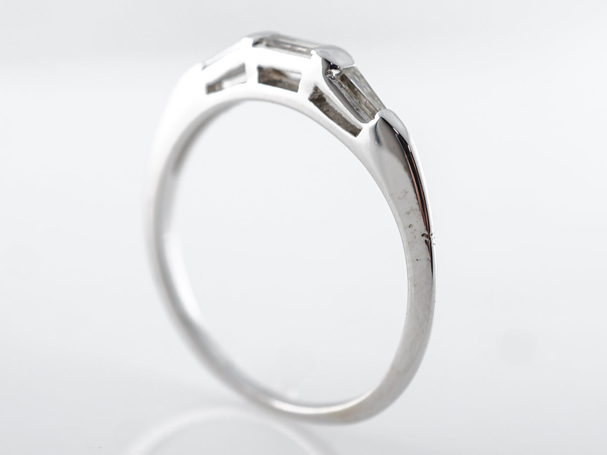 Vintage Baguette Diamond Band in 14k White Gold