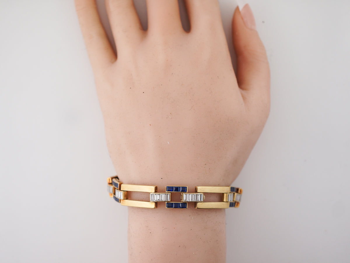 **RTV 1/9/19**Van Cleef & Arpels Vintage Bracelet Retro 3.60 Baguette Cut Diamonds in 18k Yellow Gold