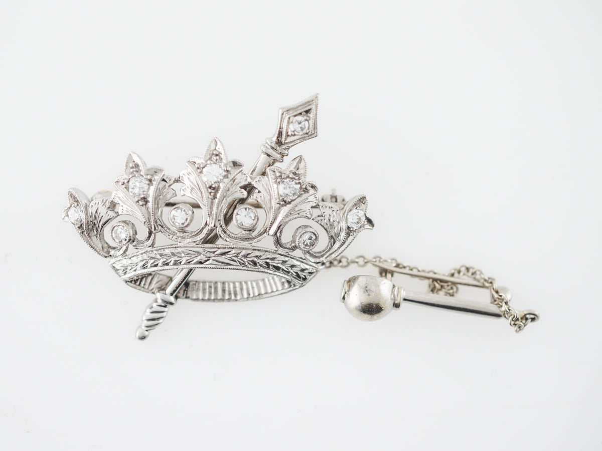 Vintage Brooch Art Deco .45 Old European Cut Diamonds in 18k White Gold