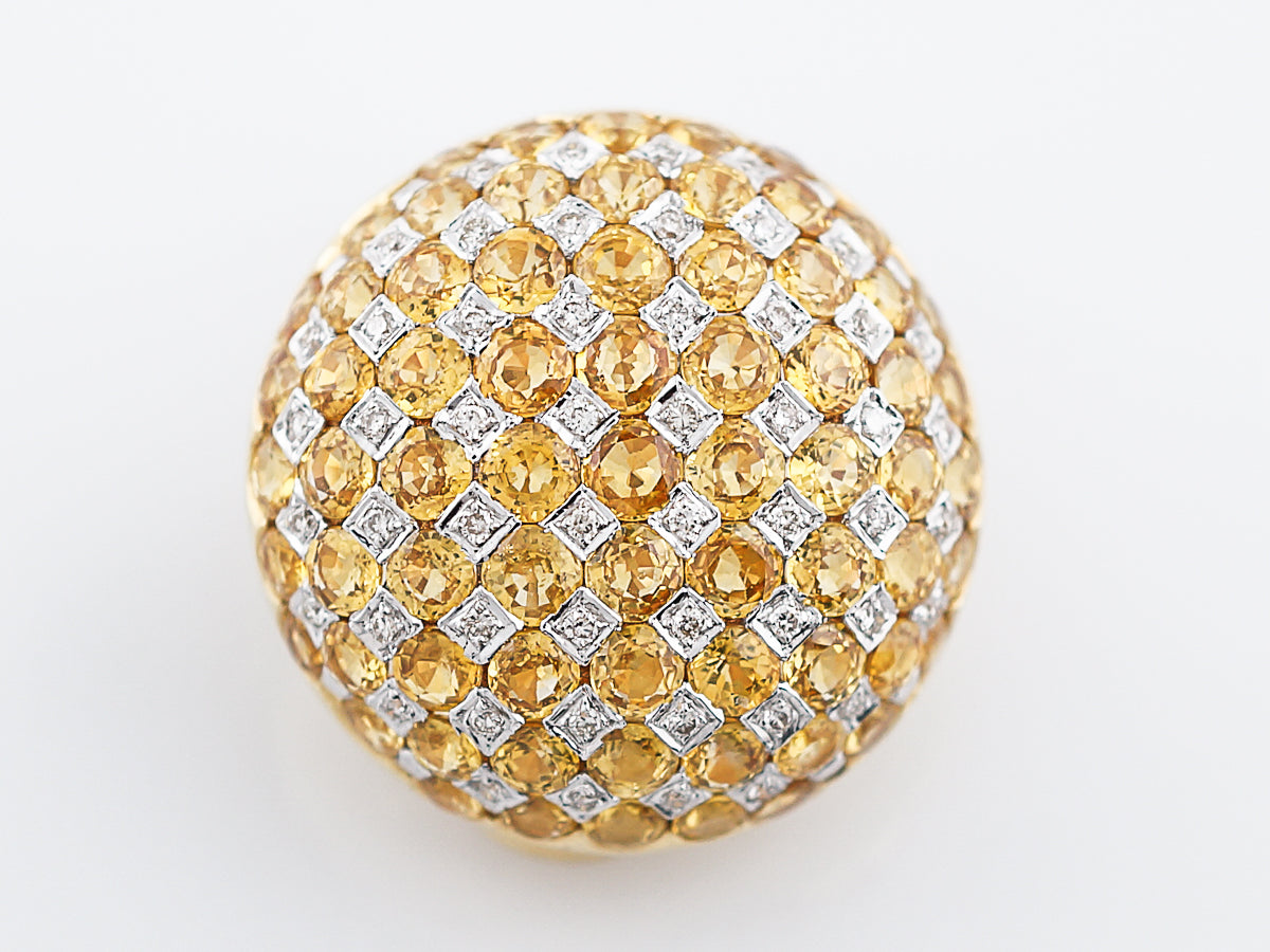 Modern Earrings 1.06 Single Cut Diamonds & Yellow Sapphire in 18K Yellow Gold