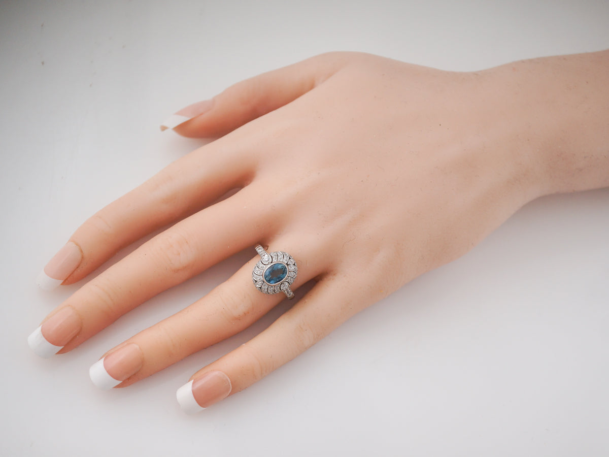 Cocktail Ring Modern 1.14 Oval Cut Aquamarine in Platinum