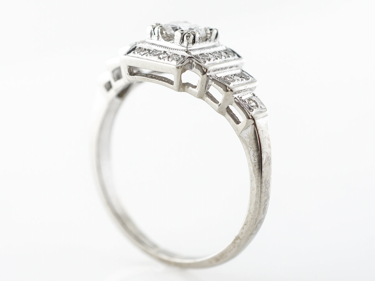 Vintage Deco Brilliant Diamond Engagement Ring in 14k