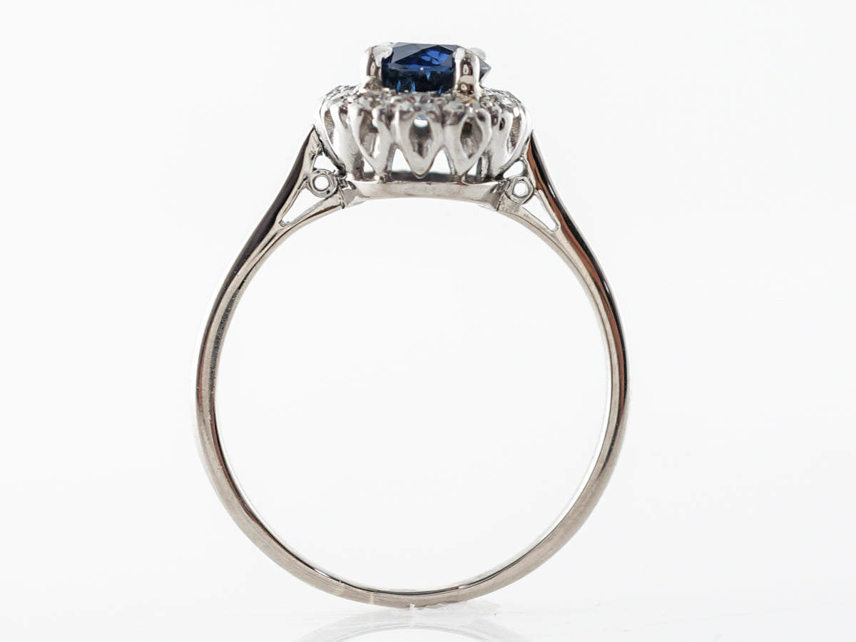 Modern .74 Sapphire Cluster Ring 18k White Gold