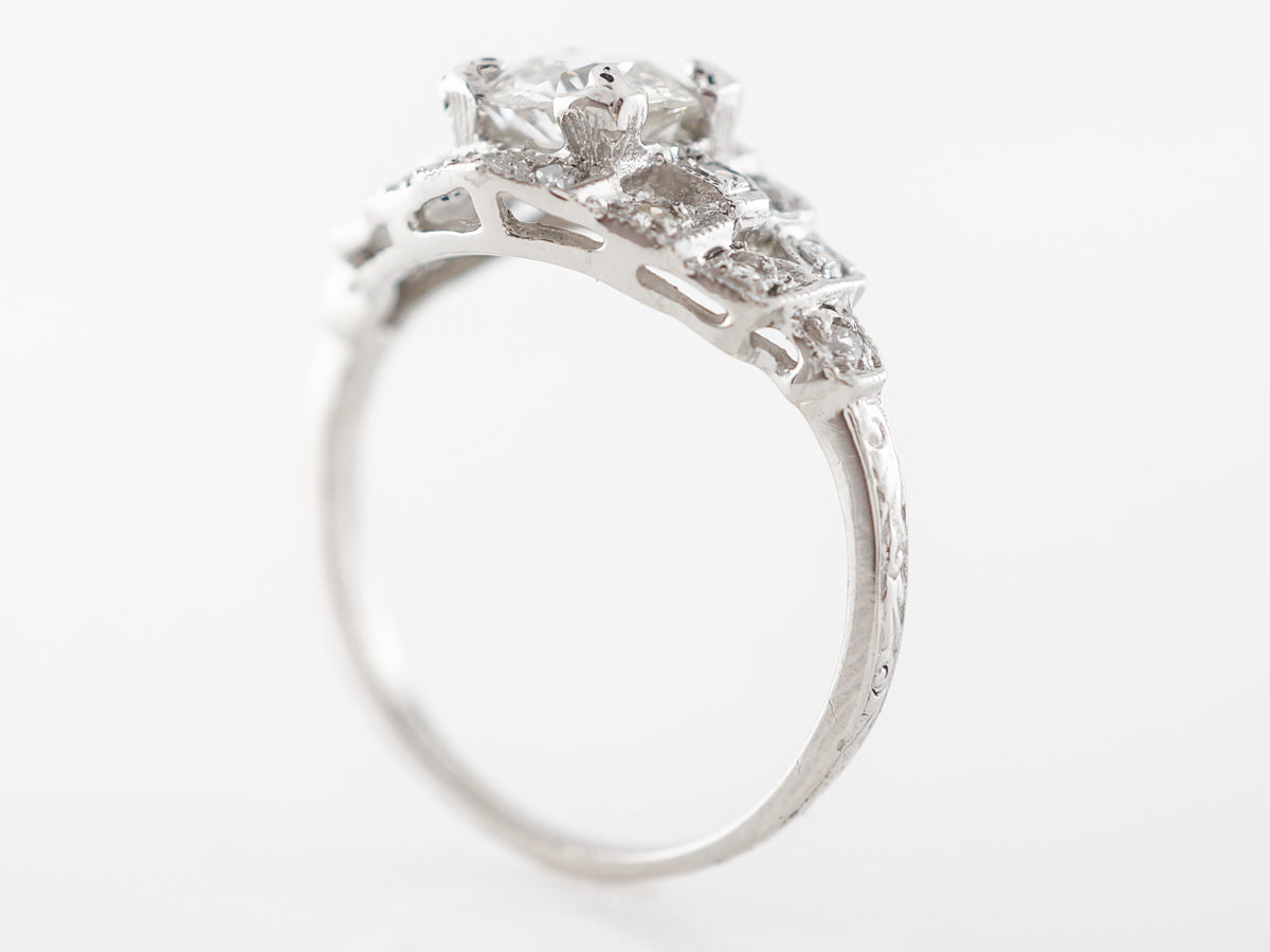 Antique Art Deco Ring w/ 1 Carat Diamond in Platinum