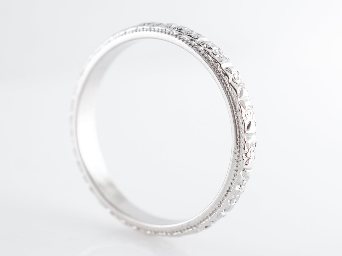 Vintage Men's Orange Blossom Wedding Band in 18k