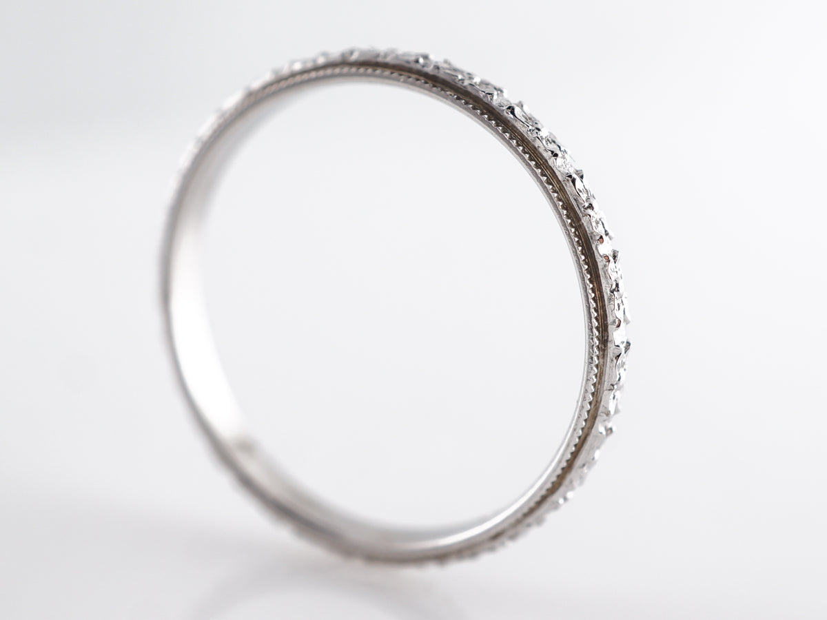 Vintage 1920's Blossom Wedding Band in 18k White Gold