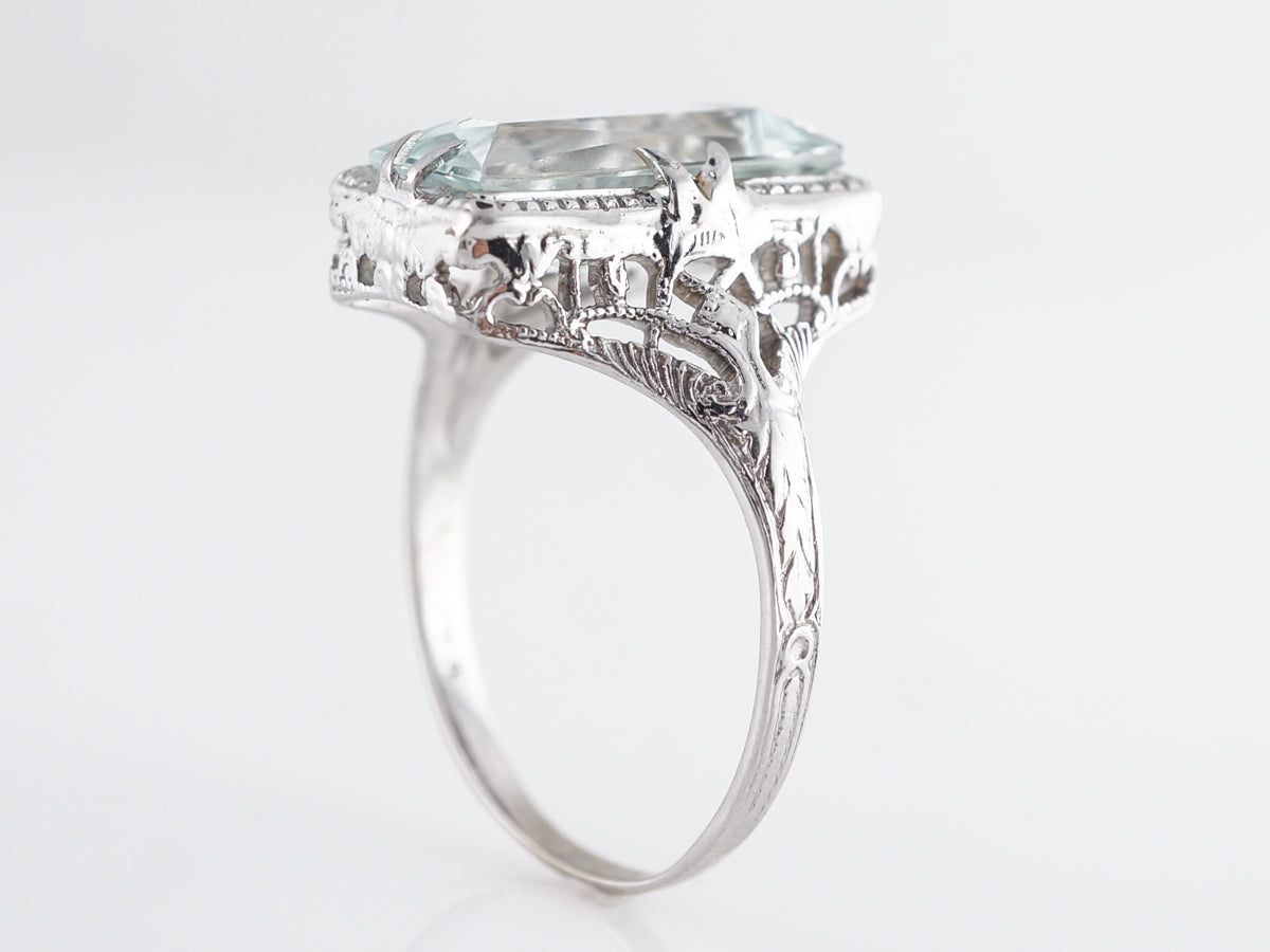 Vintage French Cut Aquamarine in 14k White Gold