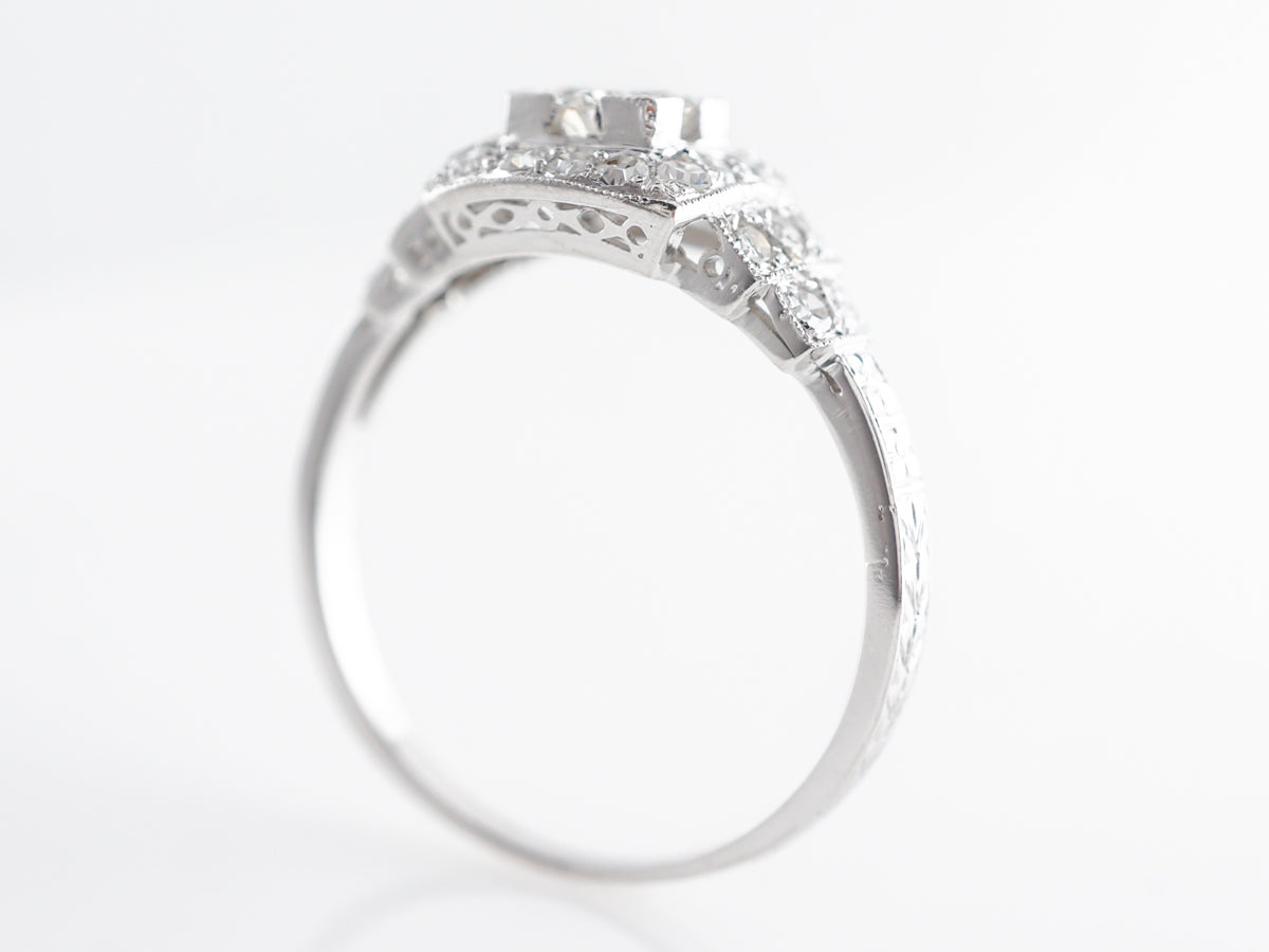 1930's Cluster Diamond Engagement Ring in Platinum