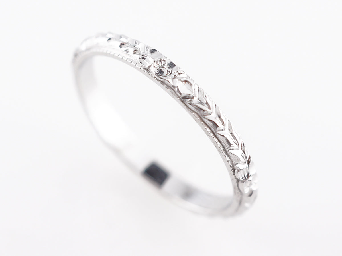Vintage Art Deco Orange Blossom Wedding Band in 18k