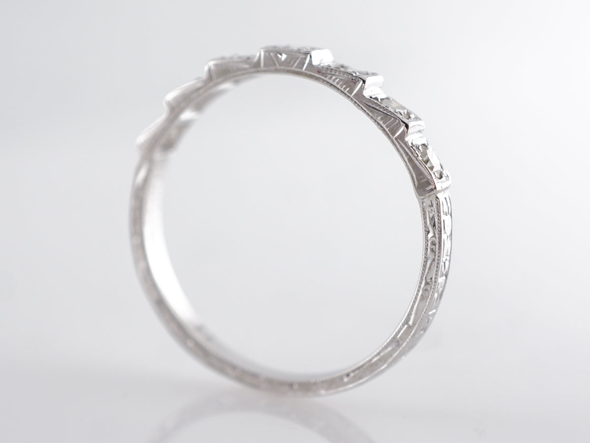 Vintage Deco Single Cut Diamond Wedding Band in 18k