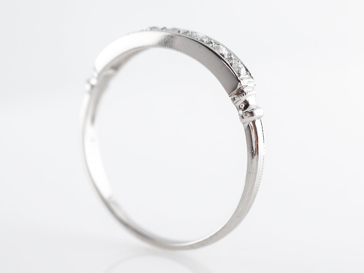 Art Deco Single Cut Diamond Wedding Band in Platinum