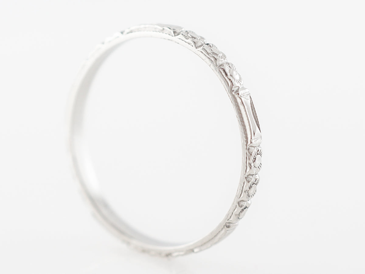 Art Deco Style Orange Blossom Wedding Band in Platinum