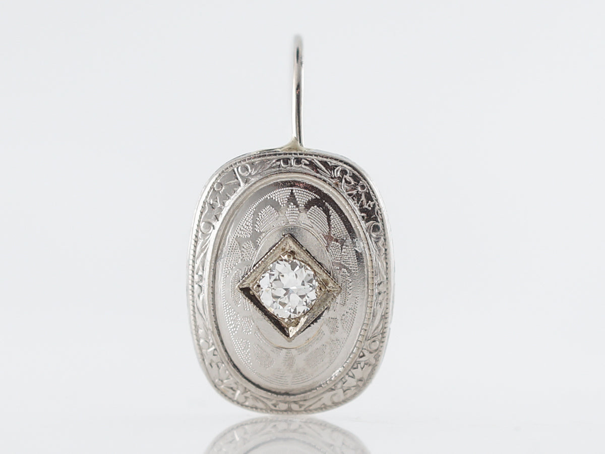 Art Deco Diamond Dangle Earrings in 14k White Gold