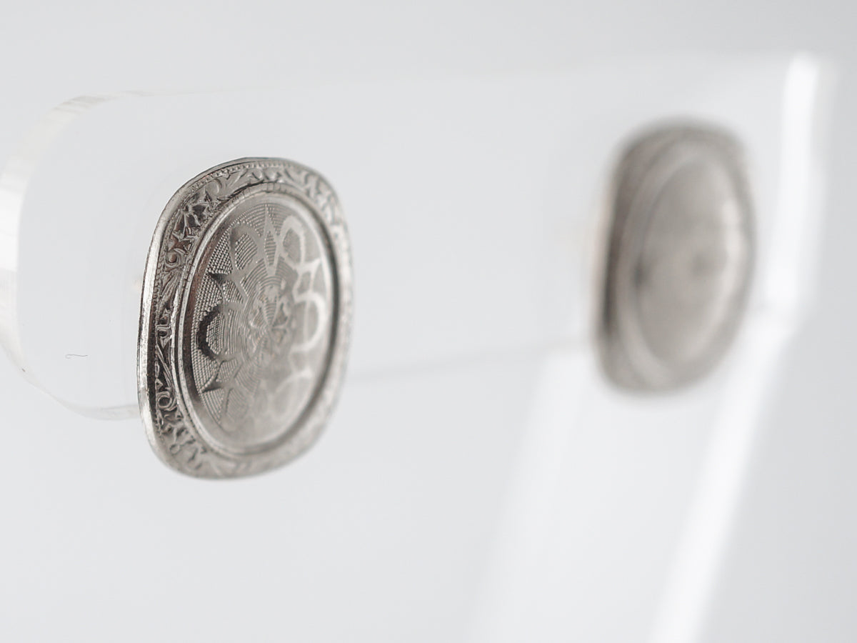 Vintage Earrings Art Deco in 14k White Gold