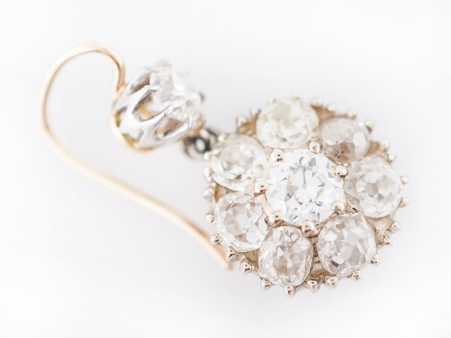 Vintage Earrings Victorian 3.00 Old Mine Cut Diamonds in 18k Yellow Gold