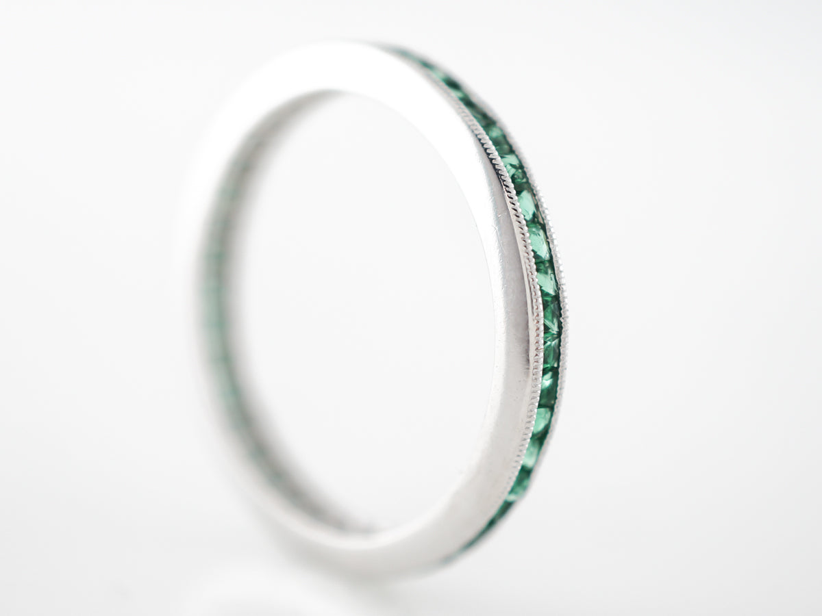 Vintage Emerald Eternity Band Mid-Century in White Gold