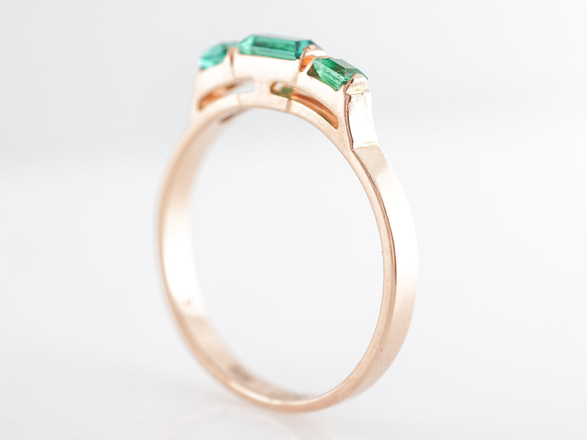 Simple Vintage Emerald Ring in 14k Rose Gold