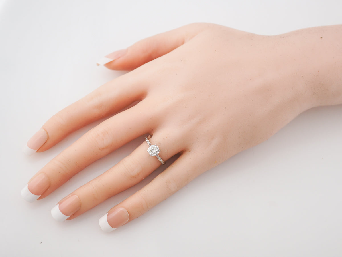 Vintage Art Deco Solitaire Diamond Engagement Ring in Platinum