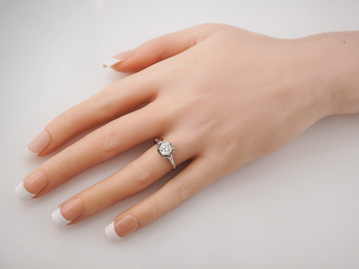 Vintage Art Deco Old European Cut Diamond Solitaire Engagement Ring