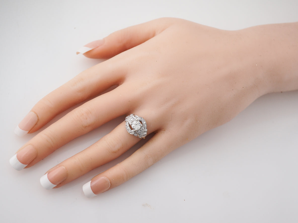 Vintage Art Deco Old European Cut Diamond Engagement Ring in Platinum