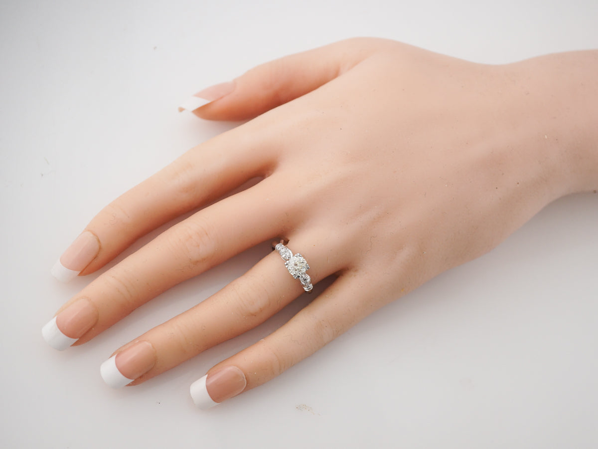 Vintage Art Deco Solitaire Diamond Engagement Ring Platinum
