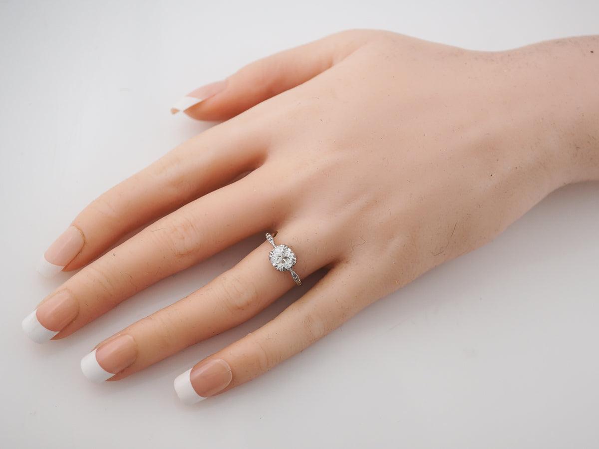 Vintage Solitaire Art Deco Diamond Engagement Ring in Platinum
