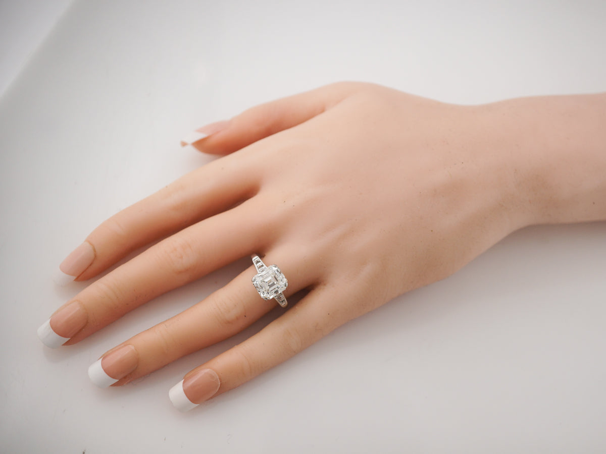 4 Carat Asscher Cut Vintage Art Deco Diamond Ring