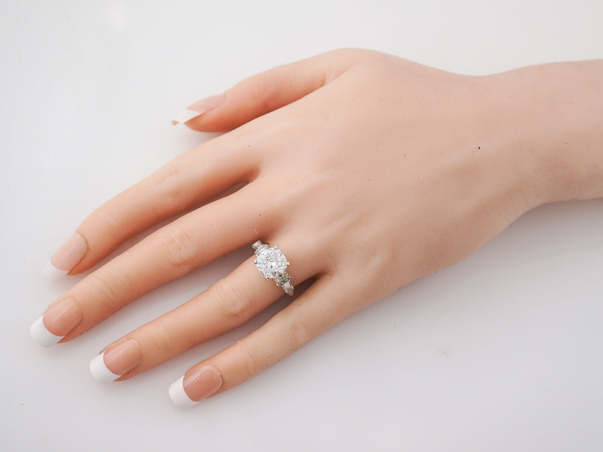 Vintage 2 Carat Cushion Cut Diamond Engagement Ring
