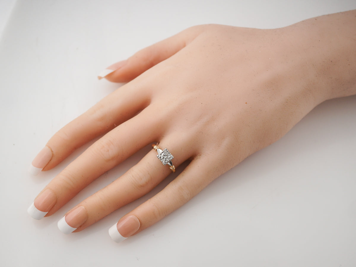 Retro 1940's Two-Tone Diamond Solitaire Engagement Ring