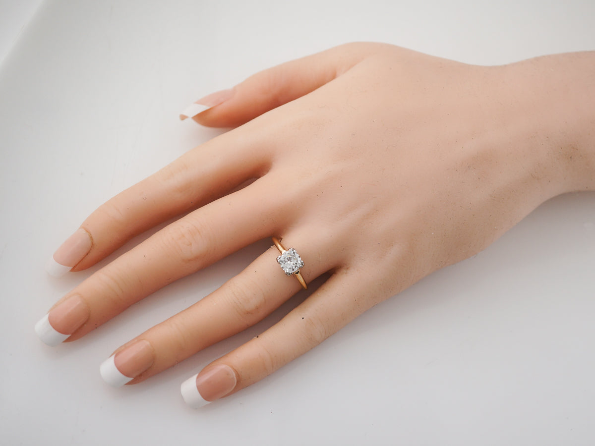 Retro Solitaire Diamond Engagement Ring in Yellow Gold