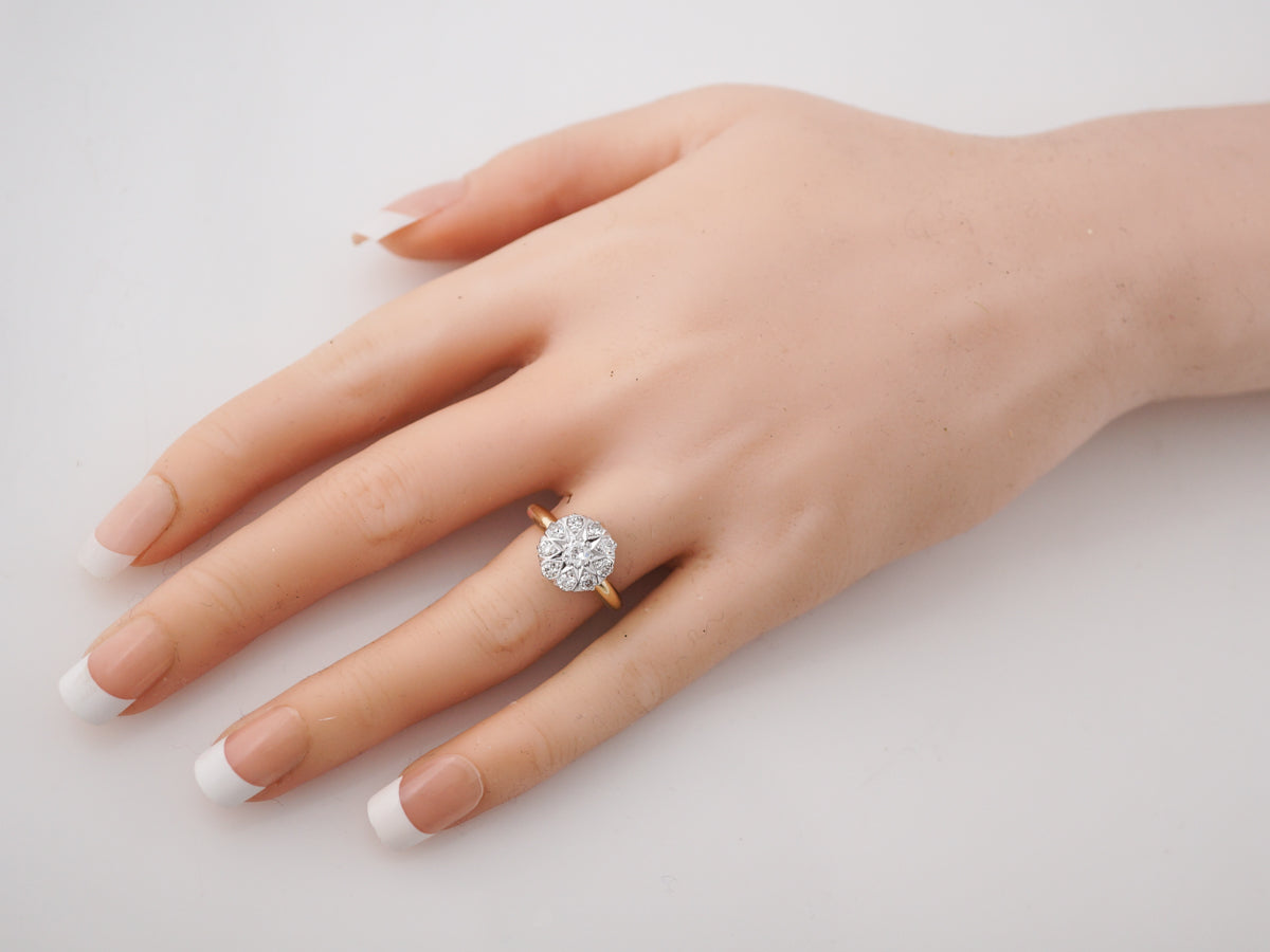 Two-Tone Victorian European Cut Diamond Cluster Ring
