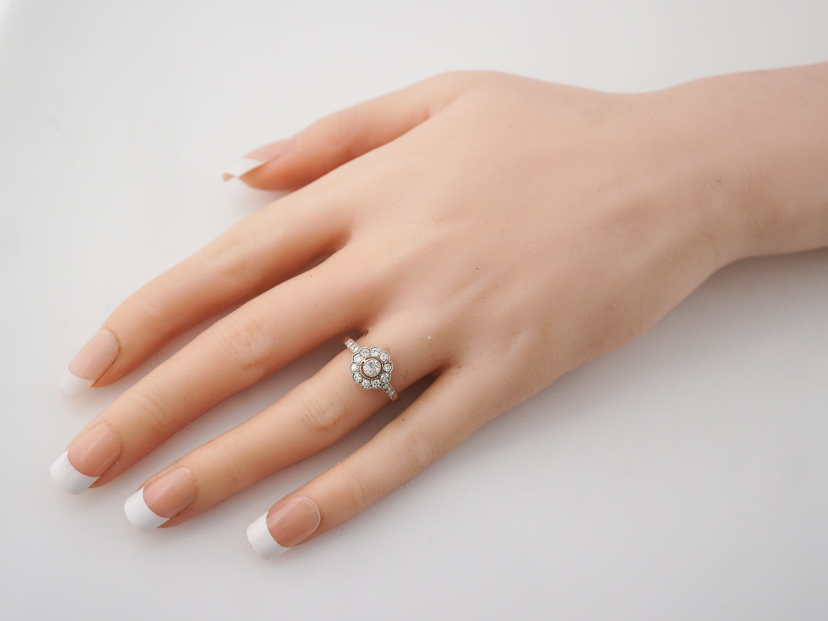 Vintage Victorian Diamond Cluster Engagement Ring in Yellow Gold