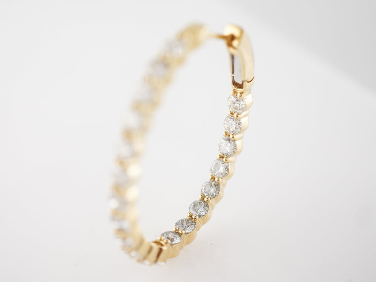Large Yellow Gold Diamond Hoop Earrings 6 Carats